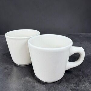 Vintage Buffalo China Diner Mugs Set of 2 White Coffee Cups Restaurant Ware